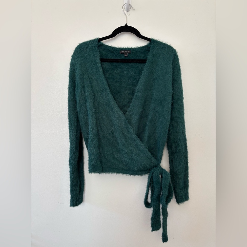 A Love Like You Textured Green Wrap Sweater